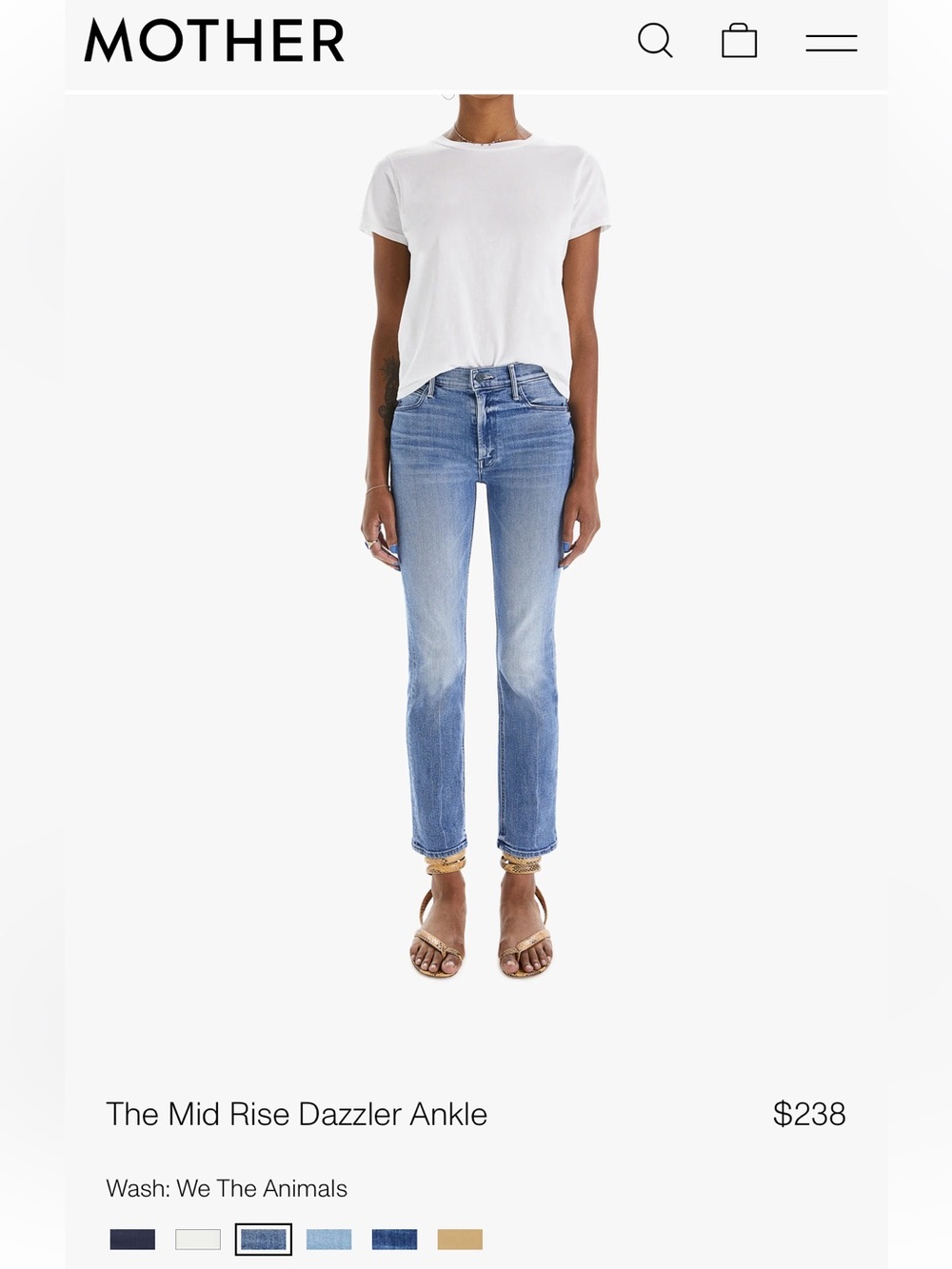 MOTHER Mid Rise Dazzler Ankle Step Fray Jeans Blue size 29 - Picture 2 of 9